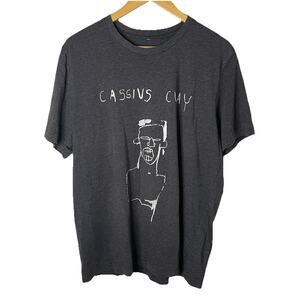 Jean Michel Basquiat Cassius Clay Gray T-Shirt Streetwear Graffiti Art Sz 40 - M